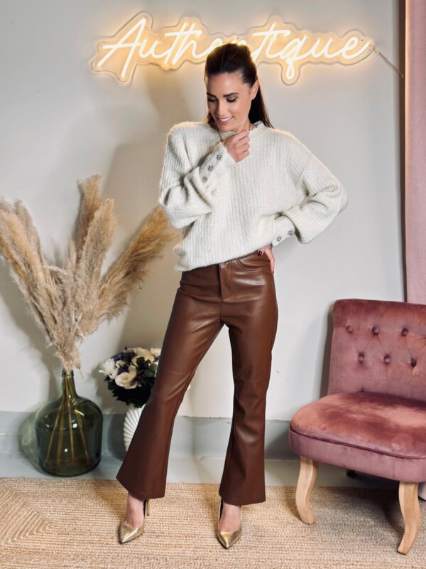 Pantalon Simili Cuir Chocolat