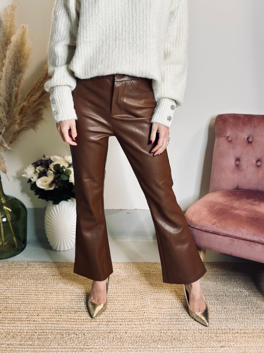 Pantalon Simili Cuir Chocolat