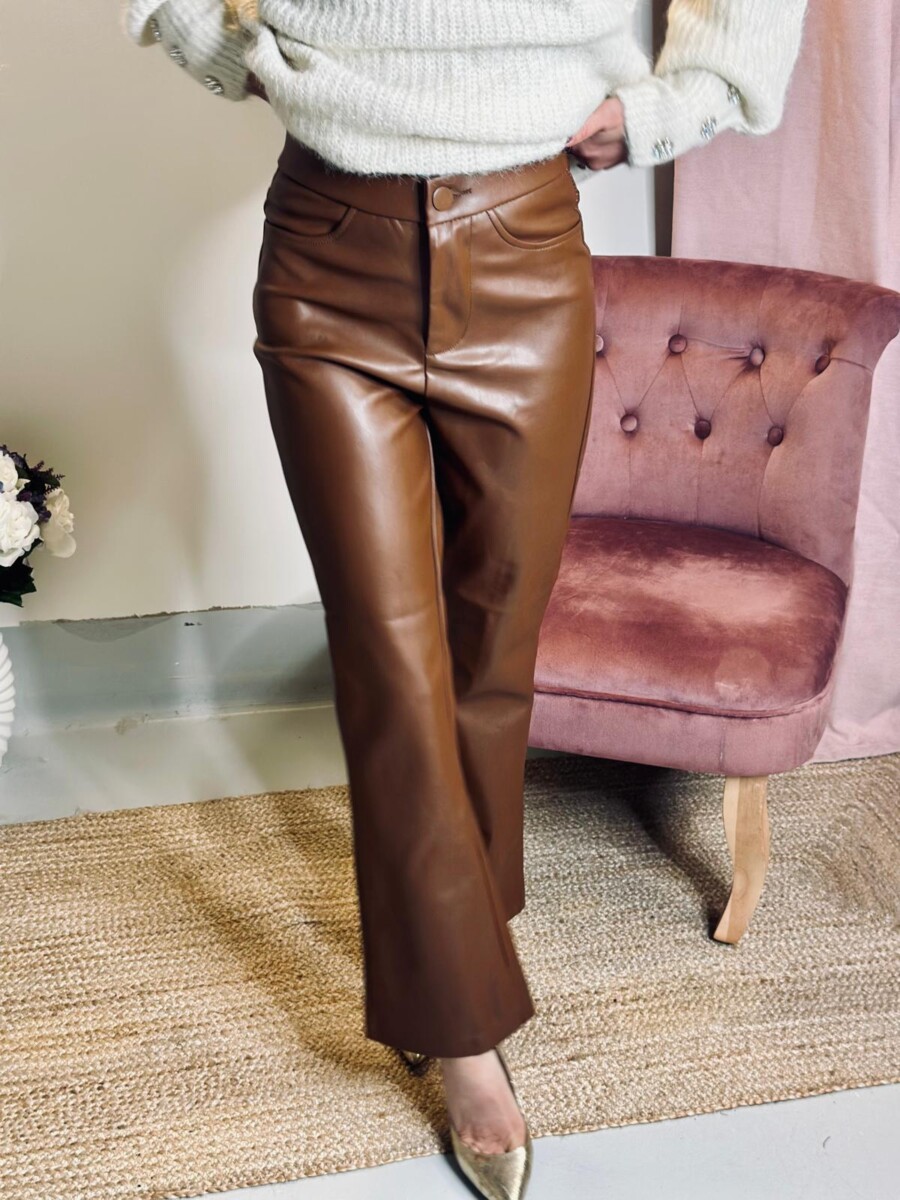 Pantalon Simili Cuir Chocolat