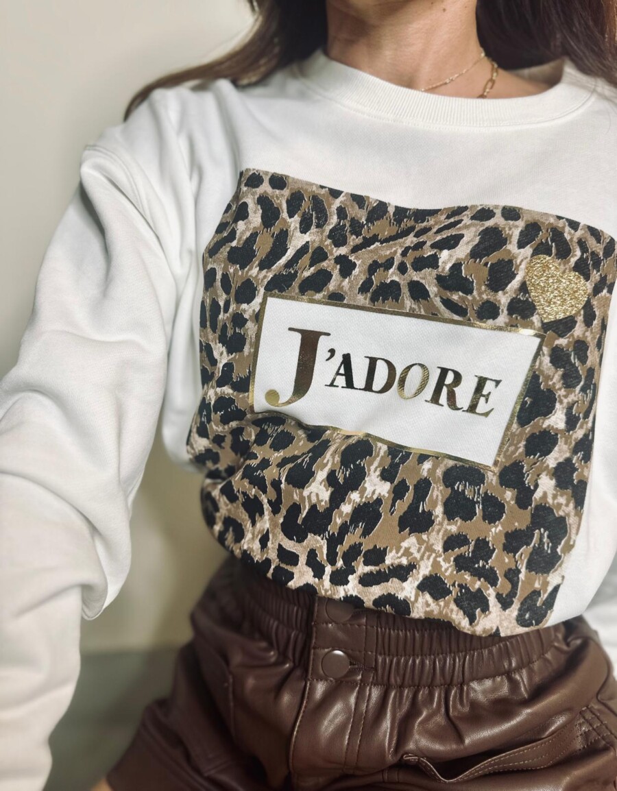 Pull J'adore Blanc et Marron